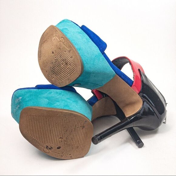 Jessica Simpson Vadio Colorblock Platforms Sz 7B - Picture 5 of 8